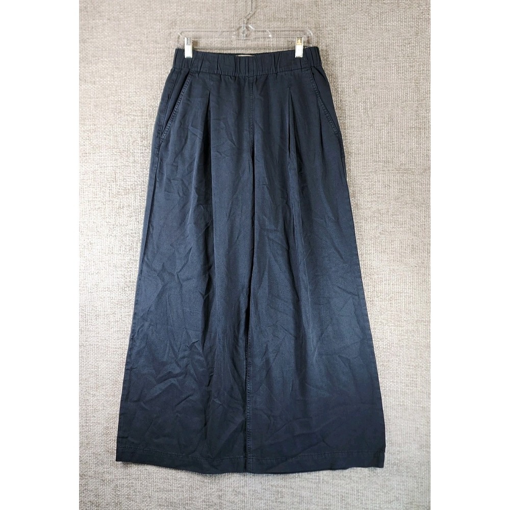 Marine Layer Allison Wide Leg Pleated Pants Womens M Navy Cotton Blend 2025